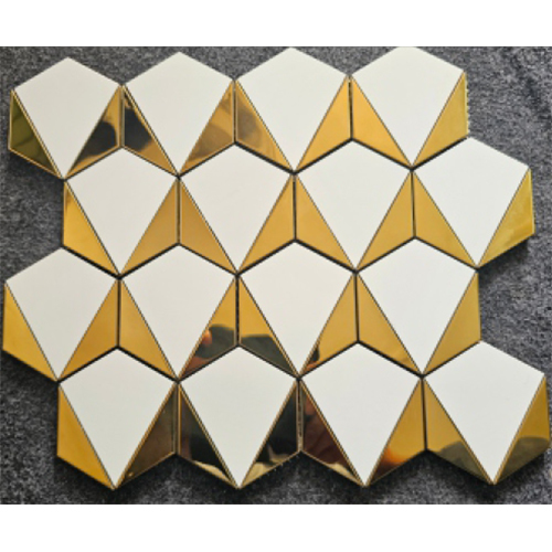 Plain White Golden V Mosaic Tiles