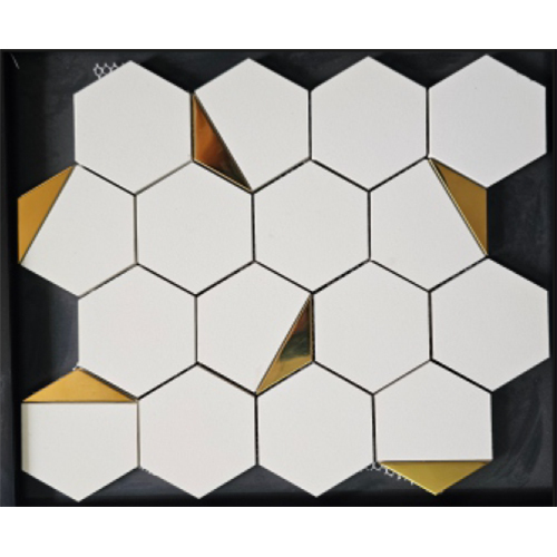 Plain White Matt Half Gold Mosaic Tiles
