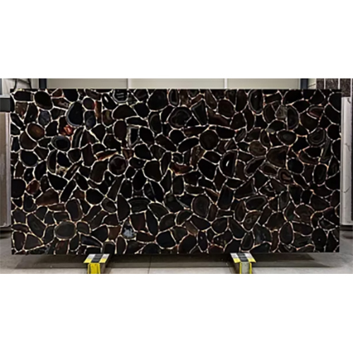 Agate Black Diamond with Gold