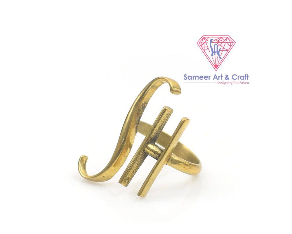 Brass With 18K Gold Plated Adjustable Alphabet Ring.