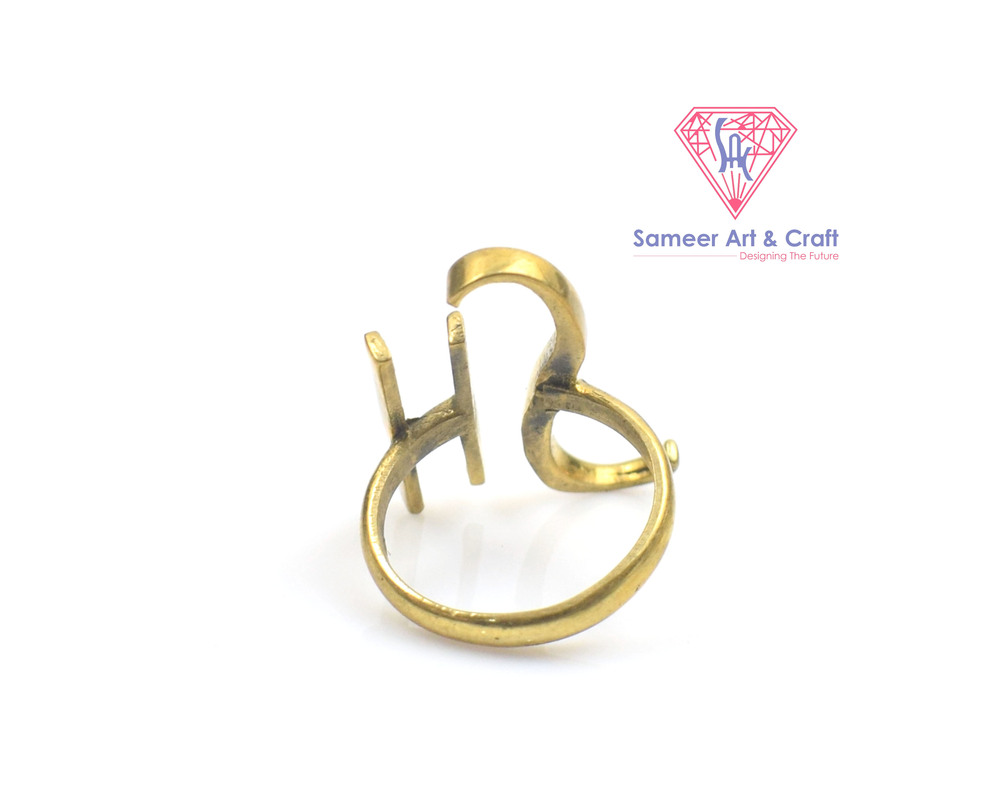 Brass With 18K Gold Plated Adjustable Alphabet Ring.