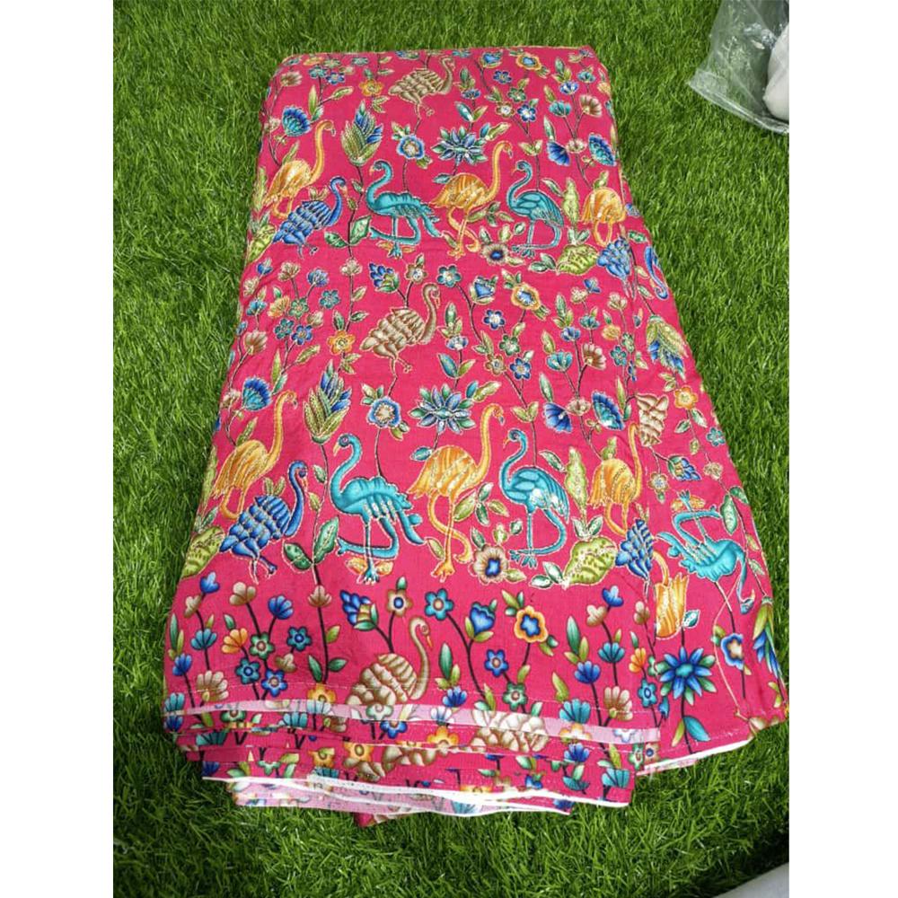 Premium Pure Viscose Dola Fabric with Position Print & Sequence Embroidery