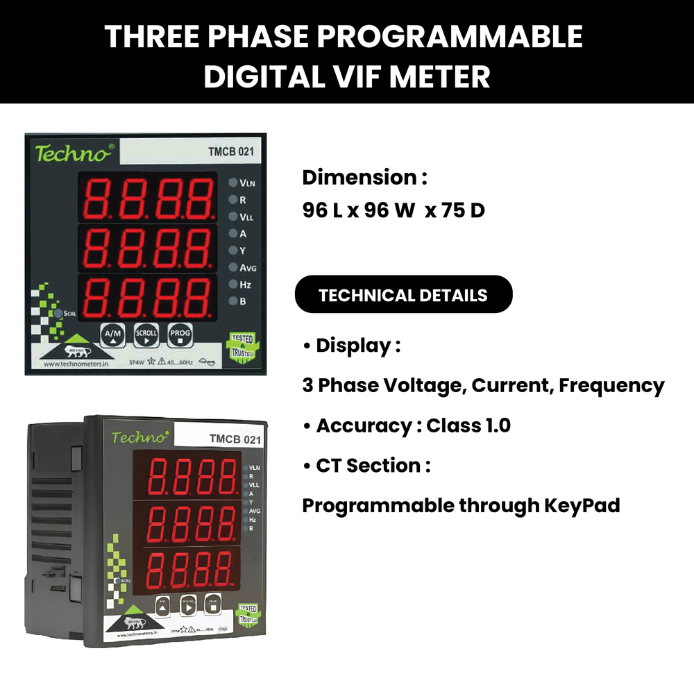 Digital Voltage Current Meter - 96mm X 96mm X 75mm, Black Digital Display With Electric Power Supply For Industrial Use