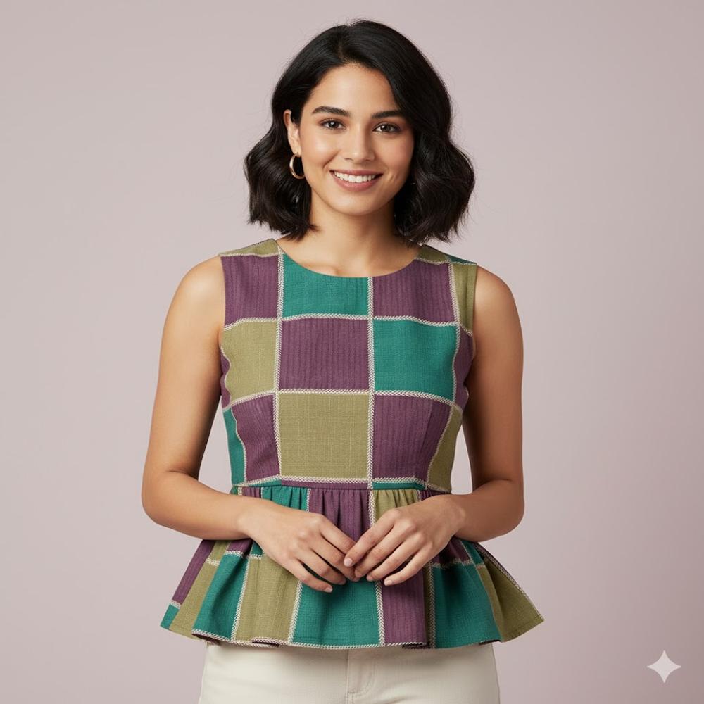 chequered pattern Designer Fabric