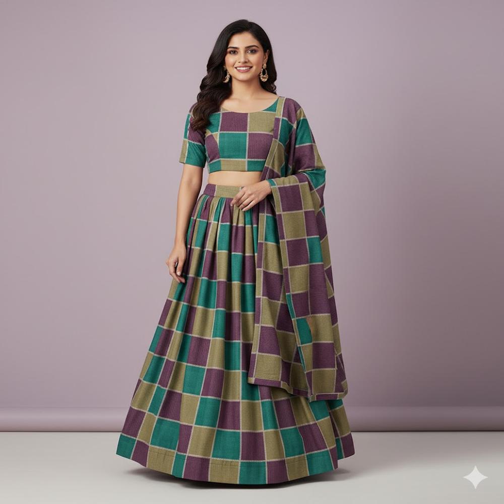 chequered pattern Designer Fabric