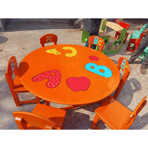 Wooden Play School Furniture For Kids - Color: Orange
