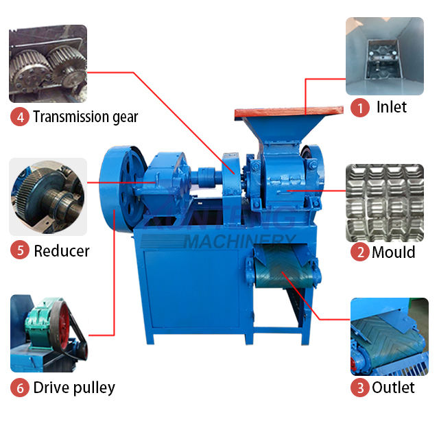 Alumina Bauxite Slag Pillow Shape Briquetting Machine