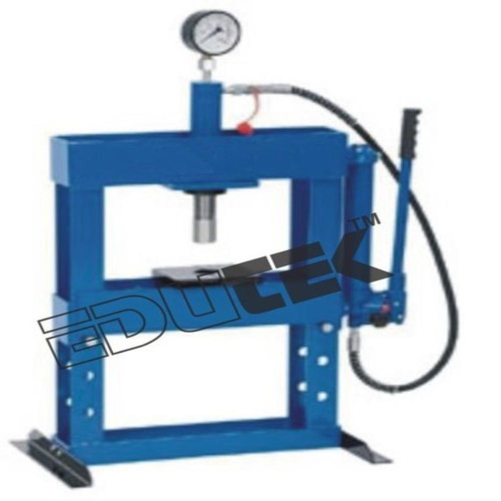 Hydraulic Bench Press Machine - Ms Material, 79 X 53 X 16 Cm Dimensions | Blue Color, High Pressure Pump, Fast Action Ram With Spring Return, Eye Level Pressure Gauge