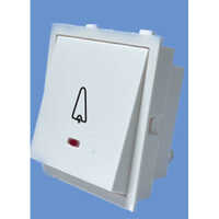 10a Bell Push With Indicator - Polycarbonate Body, 86x86mm, White, 250v Ac | Neon Or Led Indicator, Brass Contacts, Flush Mount