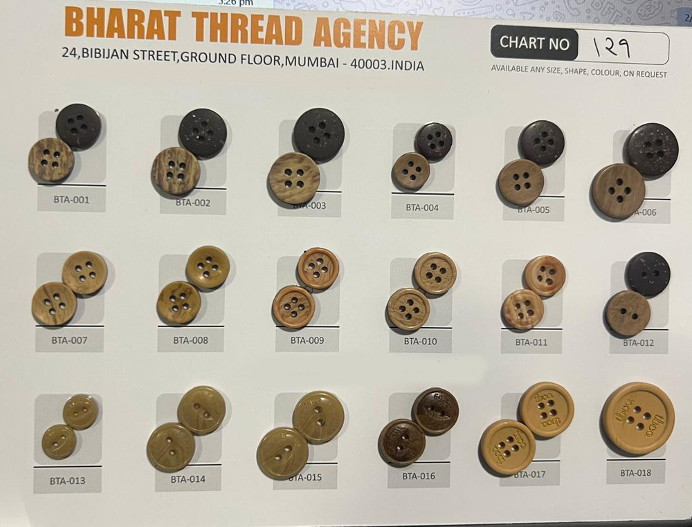 Polyester Wood Button - Color: Different Available