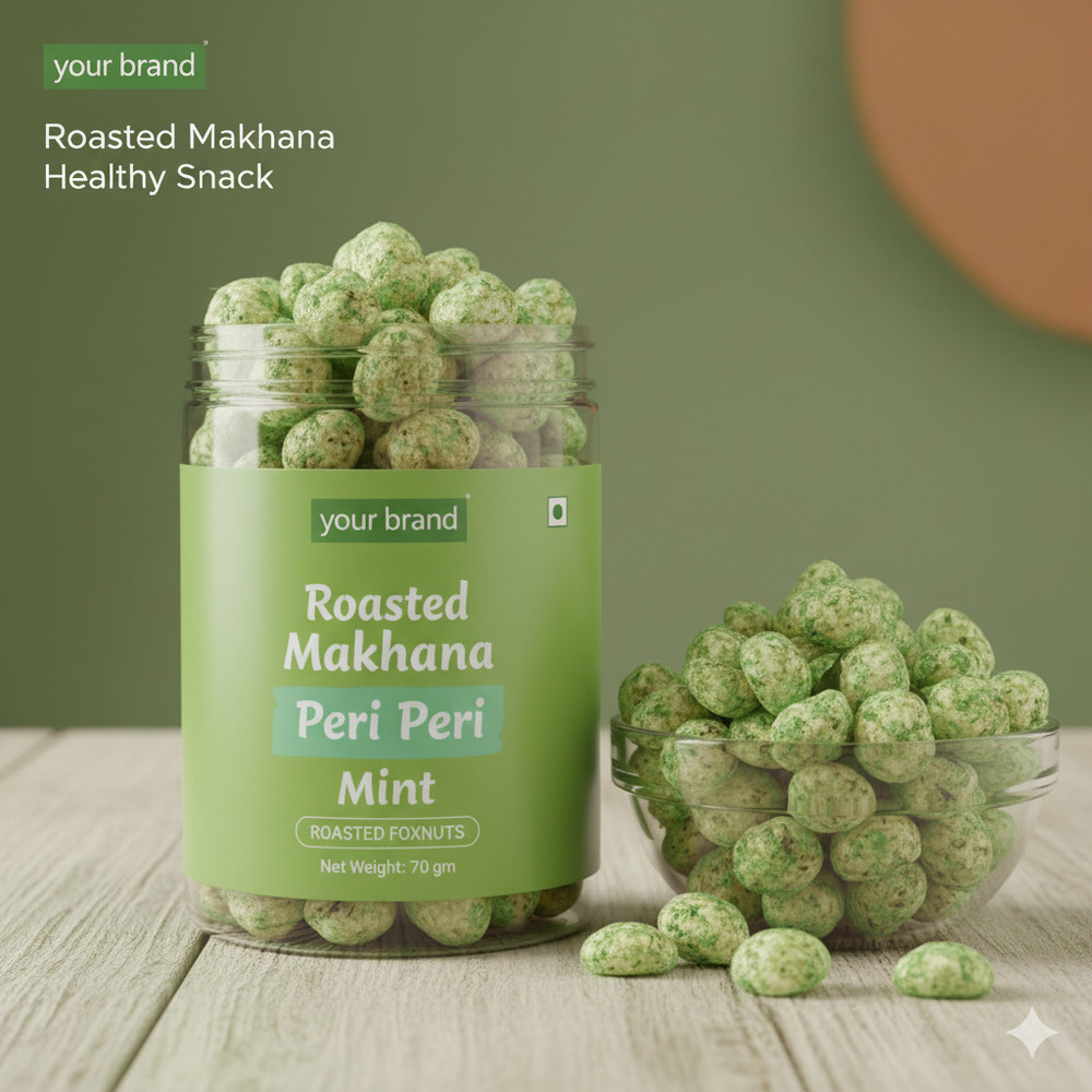 Peri Peri Mint Roasted Makhana - Color: Green