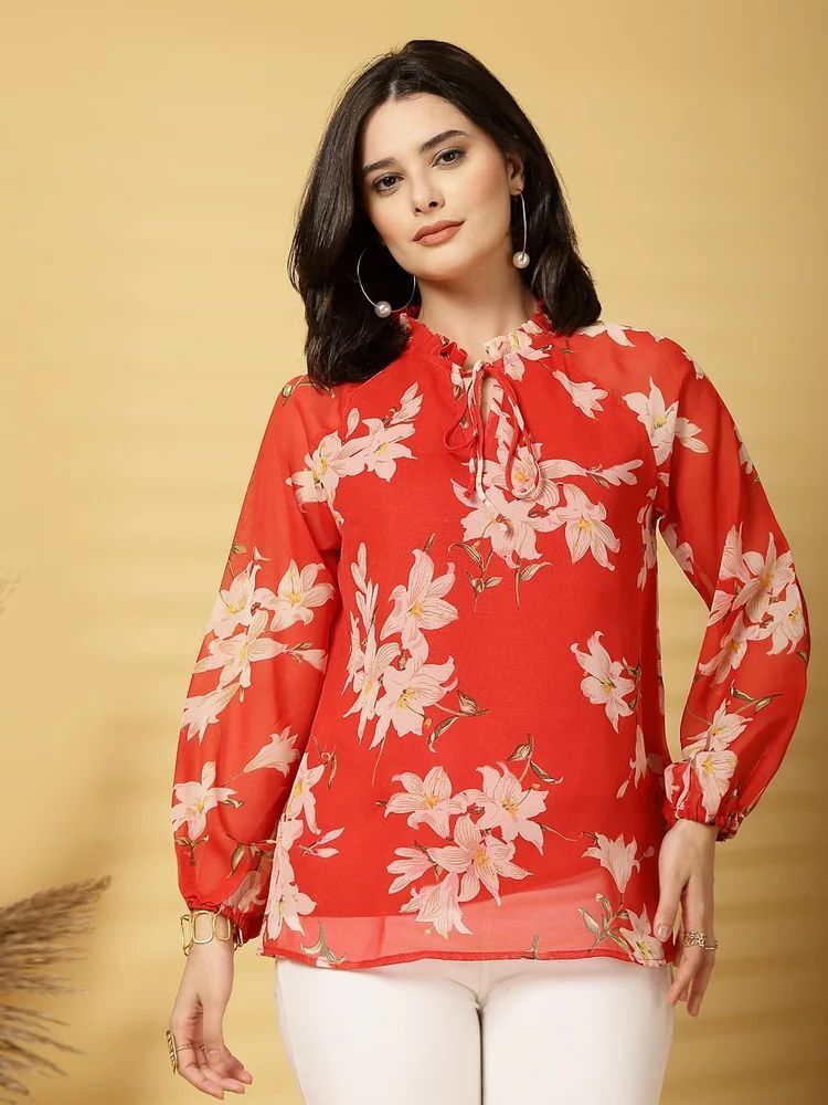 Ruffle Printed Short Top