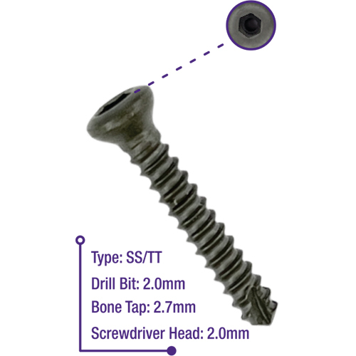 2.7Mm Cortical Screw - Color: Grey