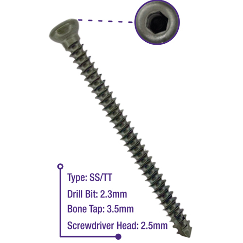 3.5Mm Cortical Screw Self Tapping - Color: Grey