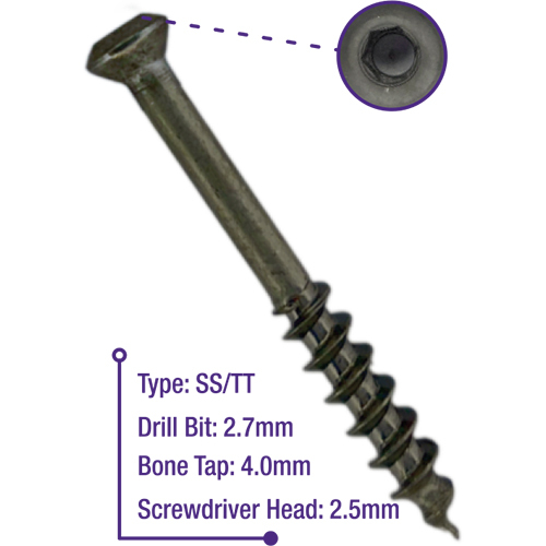 4.0Mm Cancellous Screw - Color: Grey