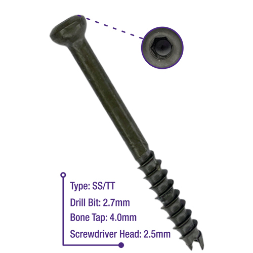 4.0Mm Cannulated Cancellous Screw - Color: Grey