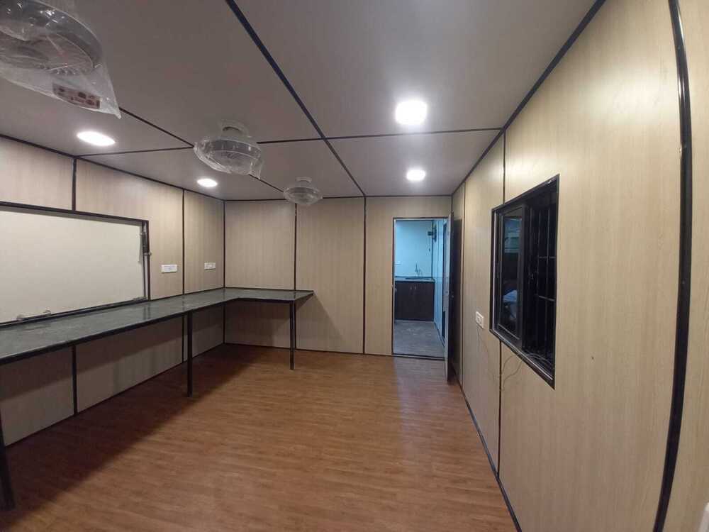 Portable Kitchen Cabin - Mild Steel Structure, White Color | Versatile For Shop, Warehouse, Workshop, Featuring Steel And Wood Doors