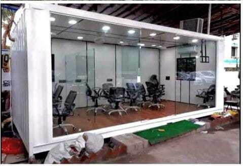 Portable Office Cabin - Container Material, White Color, Steel & Wood Door Options | Ideal For Shop, Warehouse & Workshop Use, Mild Steel Walls, Steel Windows