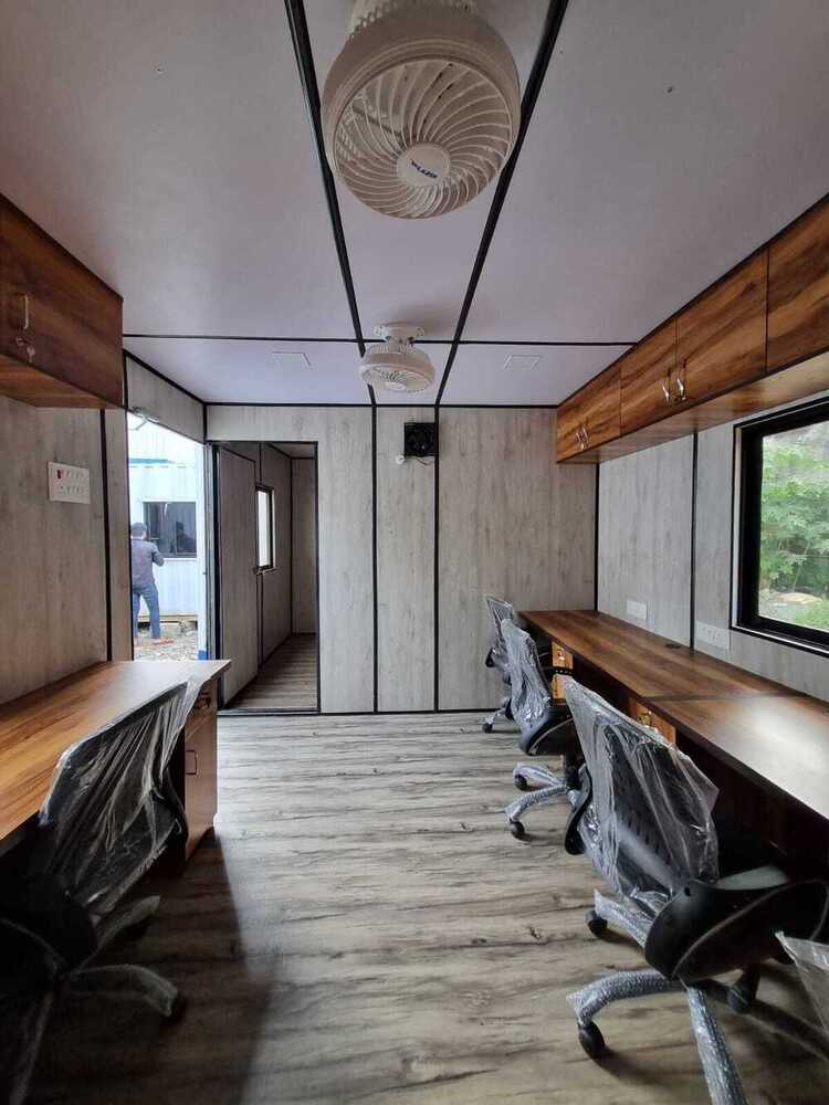 Portable Office Cabin - Container Material, White Color, Steel & Wood Door Options | Ideal For Shop, Warehouse & Workshop Use, Mild Steel Walls, Steel Windows