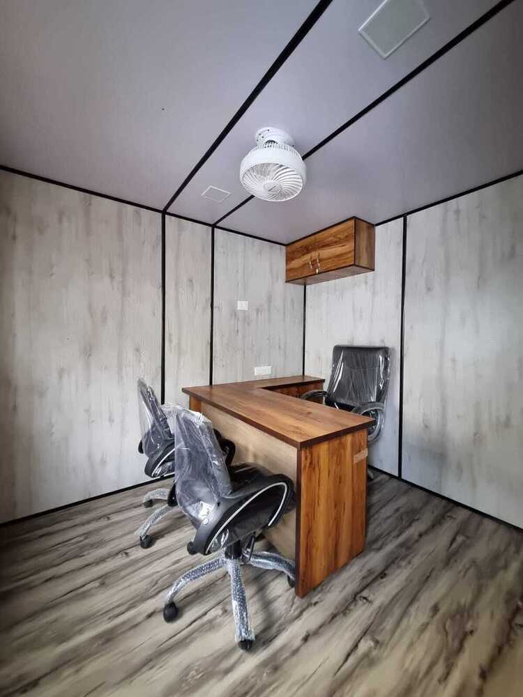 Portable Office Cabin - Container Material, White Color, Steel & Wood Door Options | Ideal For Shop, Warehouse & Workshop Use, Mild Steel Walls, Steel Windows