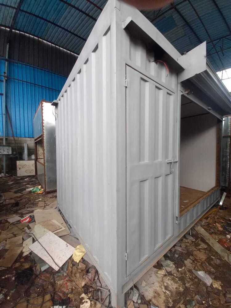 Portable Shop Cabin - Mild Steel, White Color | Versatile Use As Shop, Warehouse, Or Workshop With Steel And Wooden Doors, Steel Window