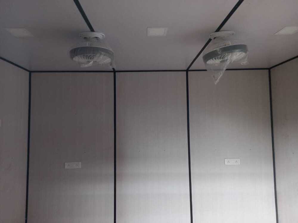 Portable Shop Cabin - Mild Steel, White Color | Versatile Use As Shop, Warehouse, Or Workshop With Steel And Wooden Doors, Steel Window