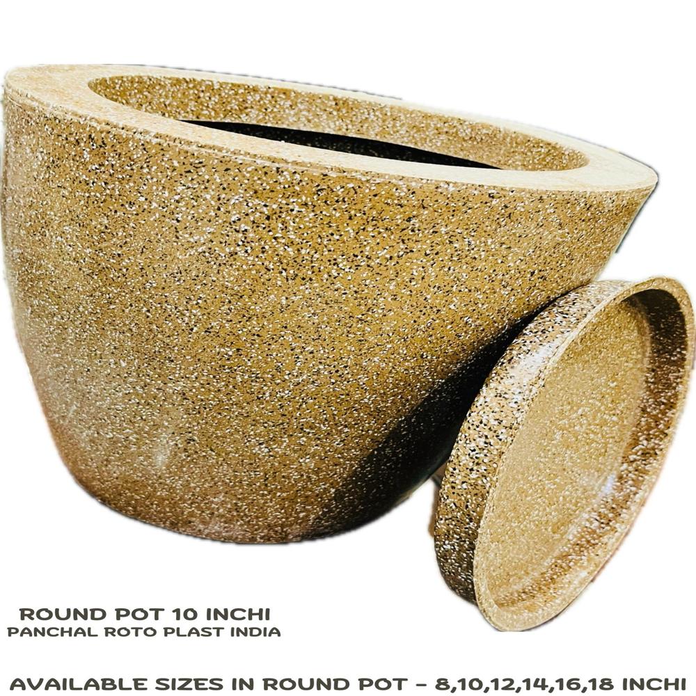 Marble look round flower pot 10 inchi