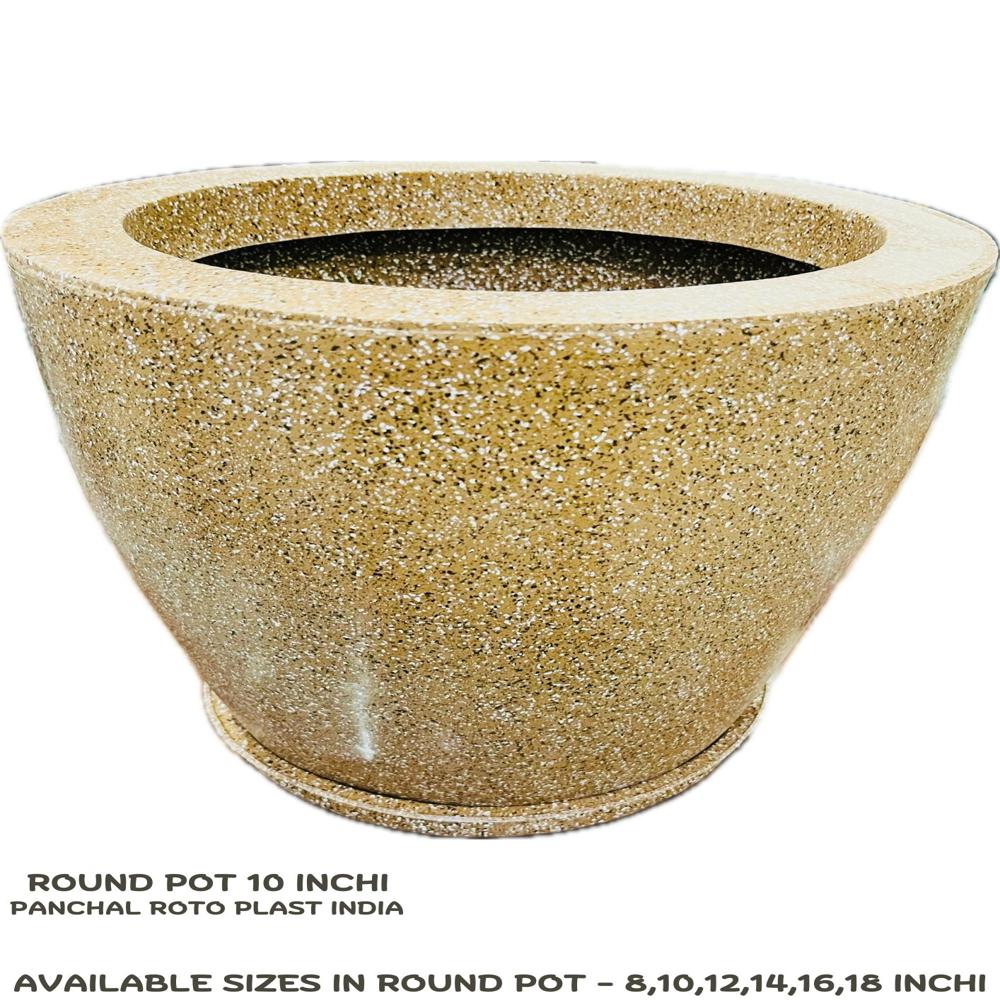 Marble look round flower pot 10 inchi