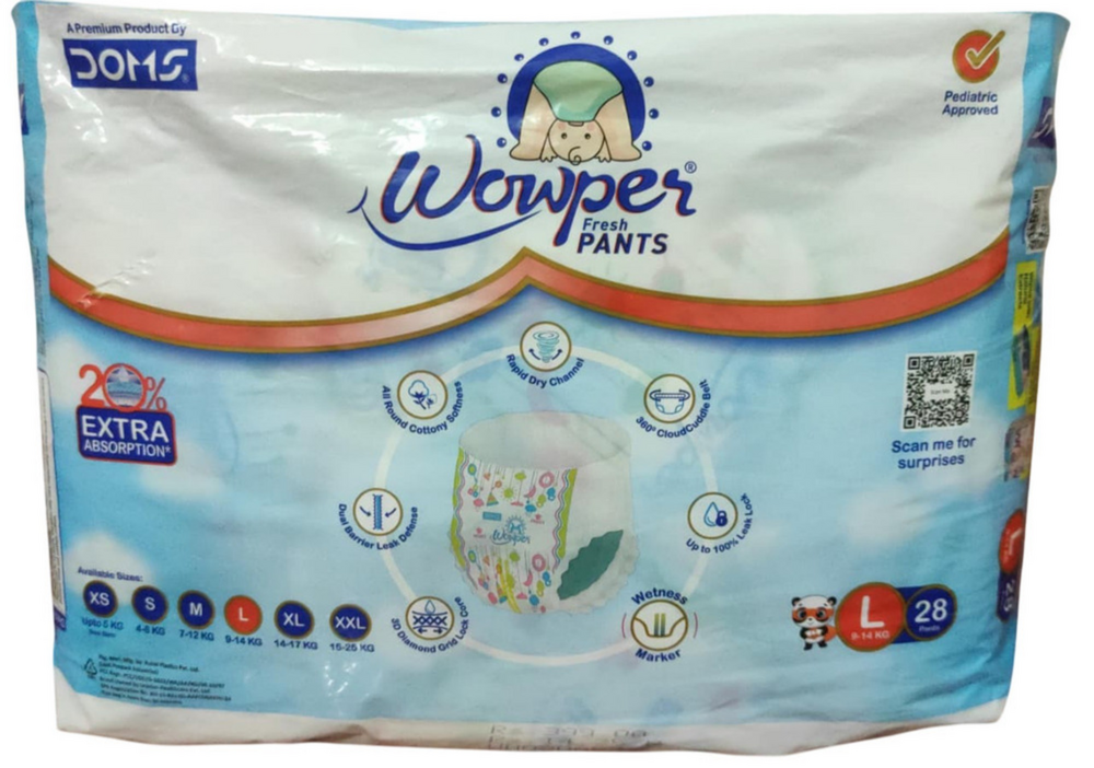Wowper L Size Diaper Pant - Color: White
