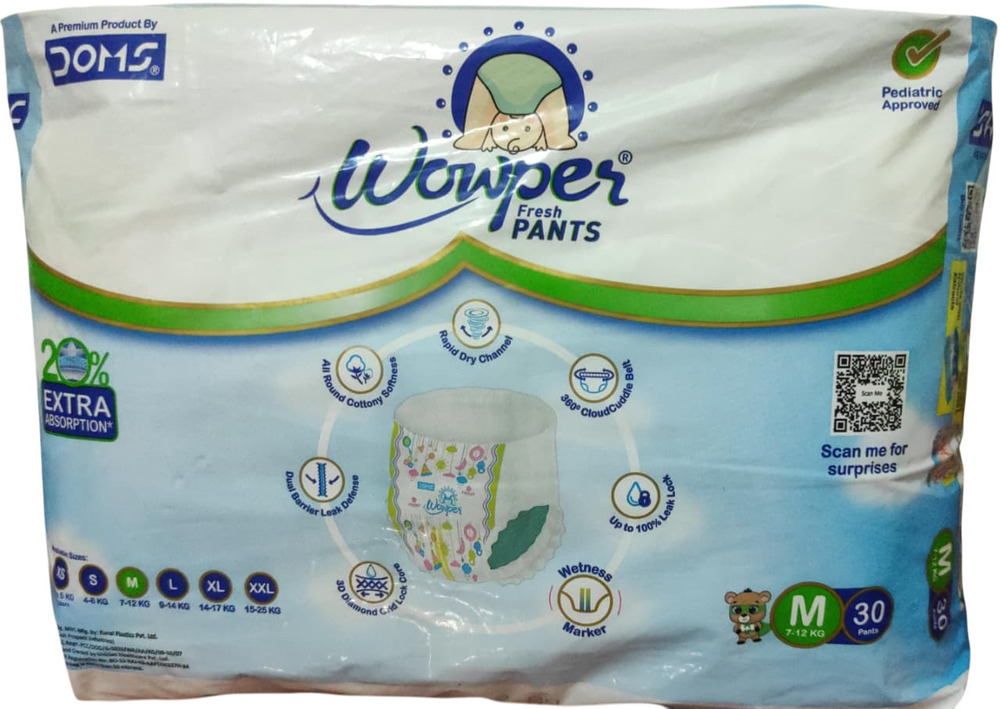 Wowper M Size Diaper Pant - Color: White