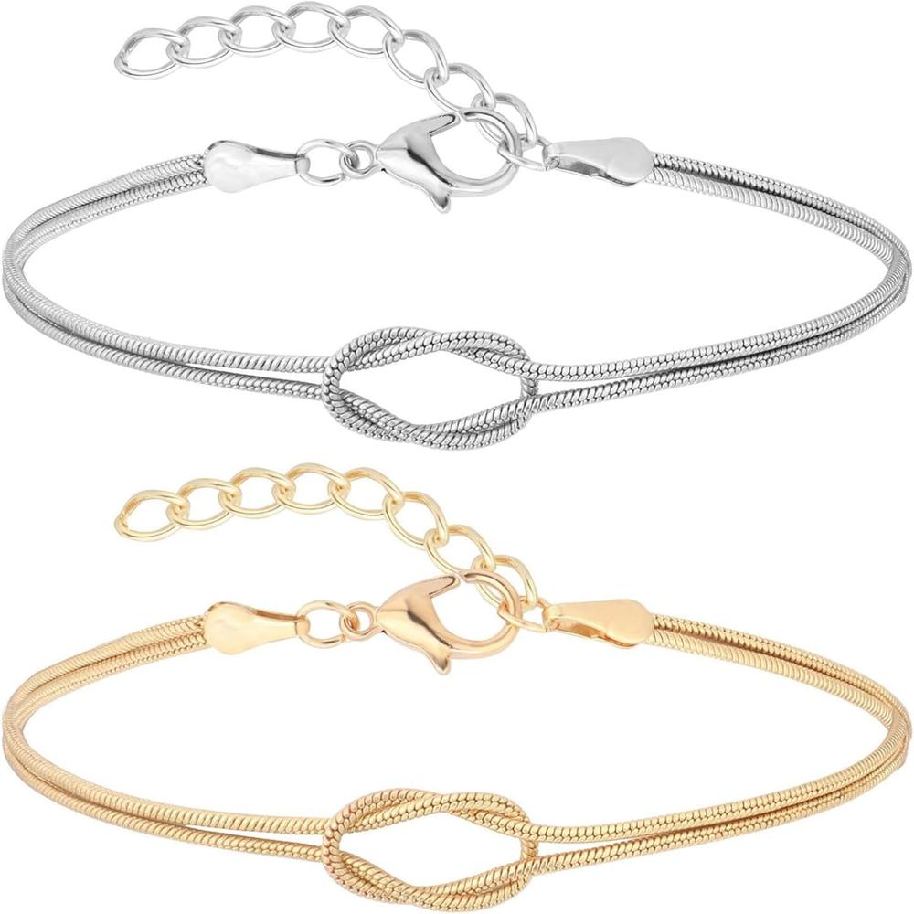 Love Knot Snake Chain Infinity Bracelet | Size : 5inch | Qty : 1 pcs