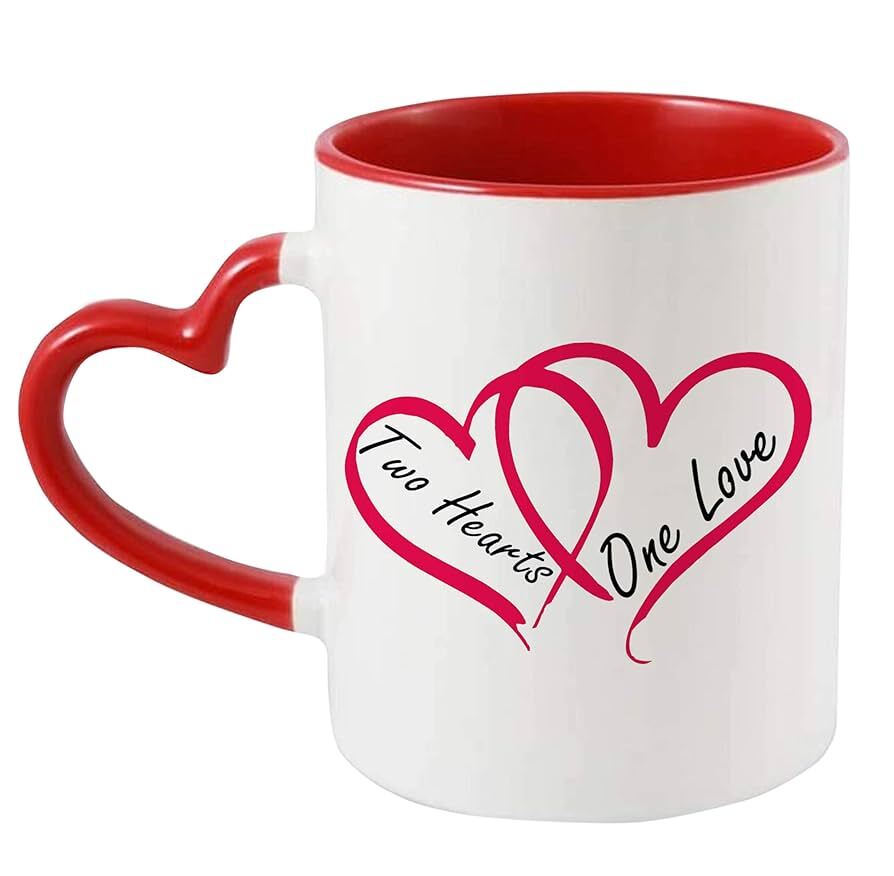 Heart Handle Coffee Color Mug - Color: White