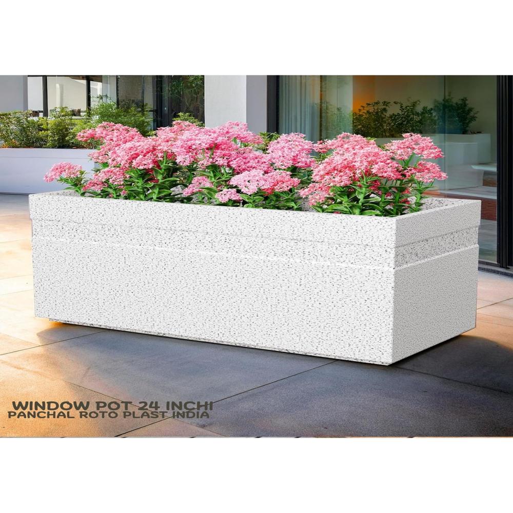 Rectangular kisti window flower pot 24 inchi marble look