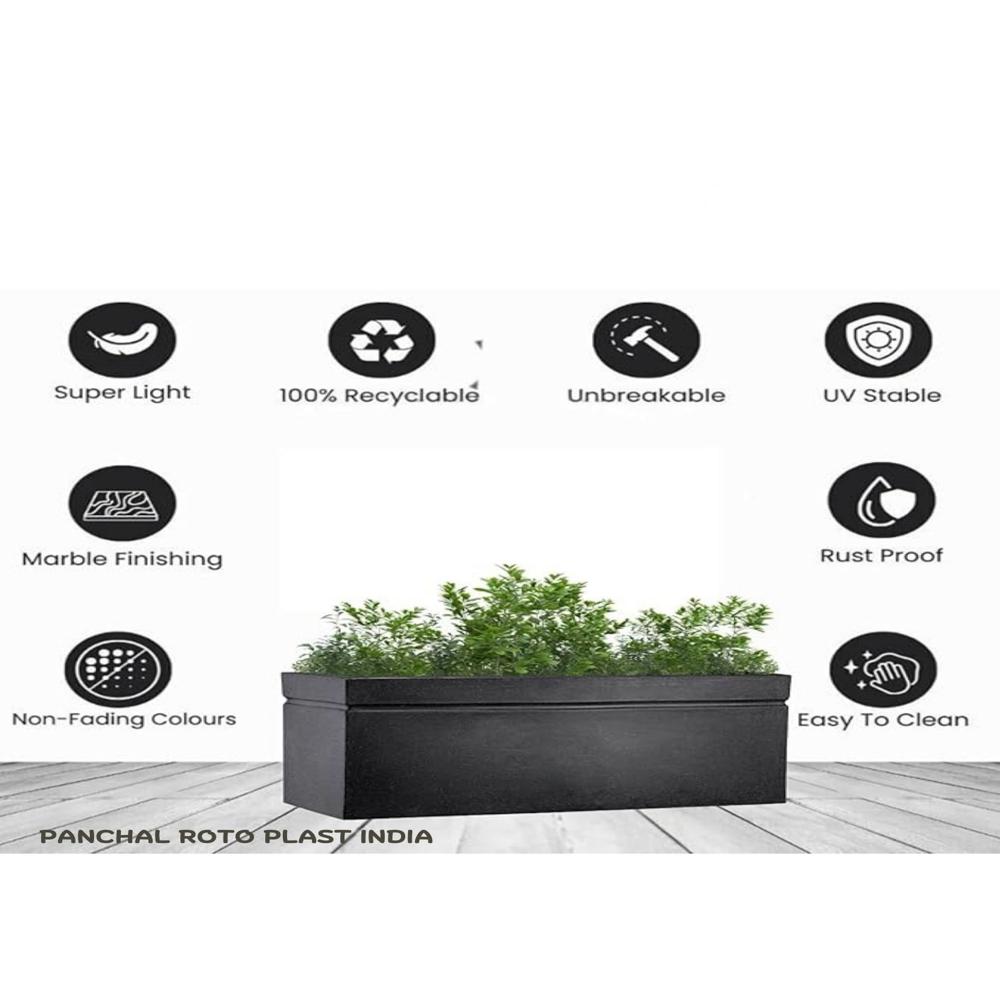Window Type Flower Pot Rectangular Kishti 36 Inchi - Color: Black