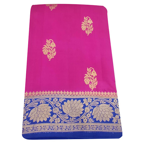 Ladies Contrast Pure Banarsi Katan Silk Saree - Color: Pink