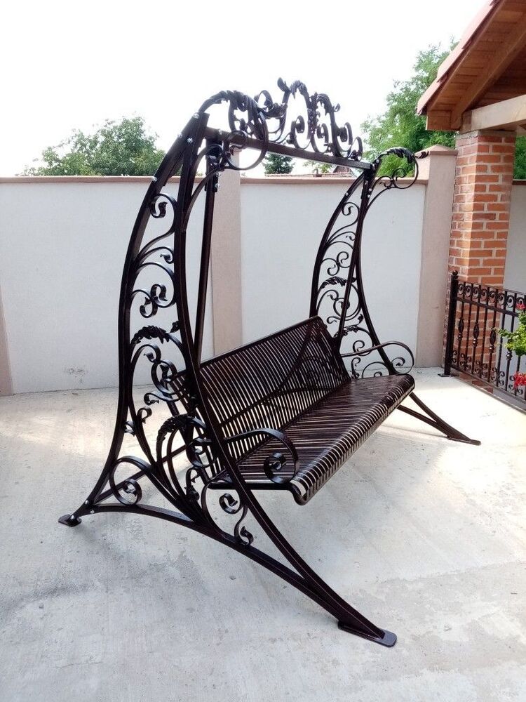 Black 2 Seater Iron Terrace Swing - Dimensions: Various Available Millimeter (Mm)