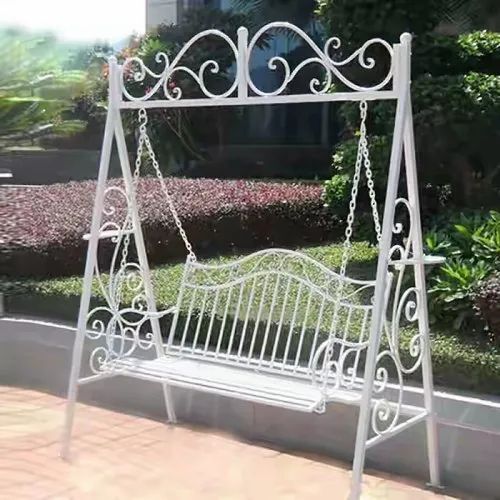 Mild Steel Home Garden Swing - Color: White