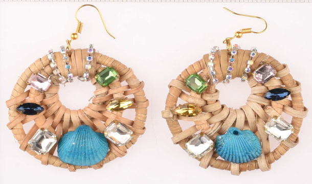 Tropical Beachcombler Hoops Earrings - Color: Brown