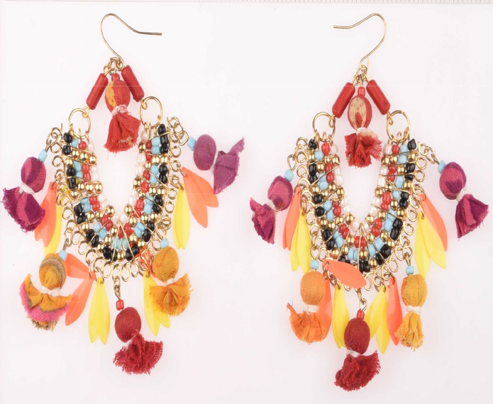 Multicolor Beaded Chandelier Earrings - Gender: Women