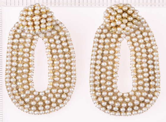 Beaded Teardrop Hoop Earrings - Color: Light Golden