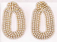 Beaded Teardrop Hoop Earrings - Color: Light Golden