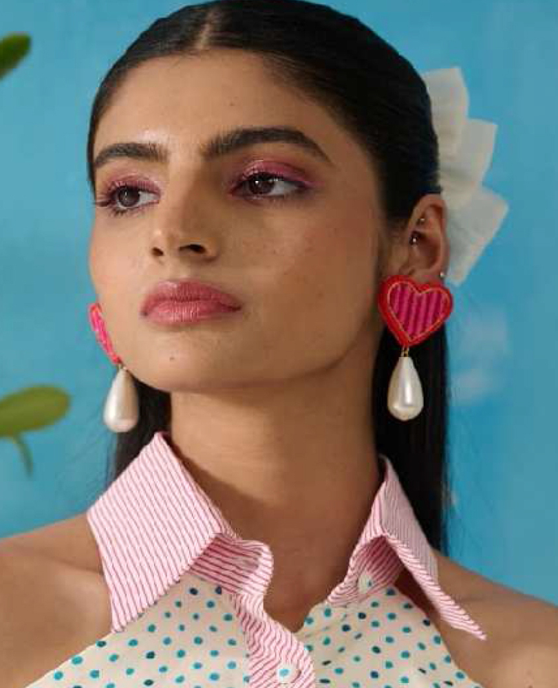 Handmade Happy Hearts Earrings - Color: Multicolor