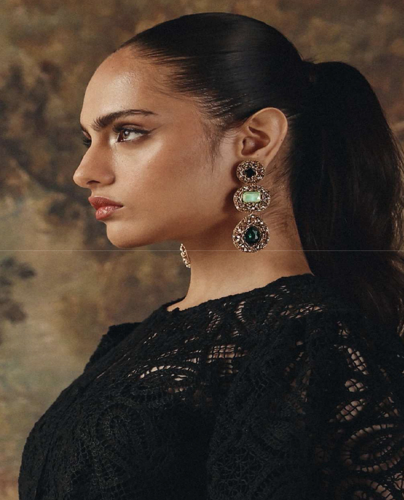 Handmade Maharani Earrings - Color: Multicolor