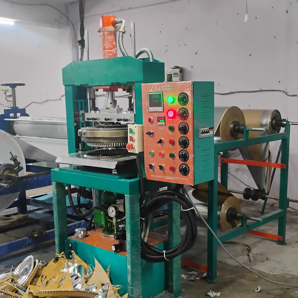 Paper Thali Machine - Die Size 4" - 18", Production 2000-3000 Pcs/hr, Raw Material 80 Gsm To 450 Gsm | One Year Warranty On Motor, Blower, And Programmable Timer