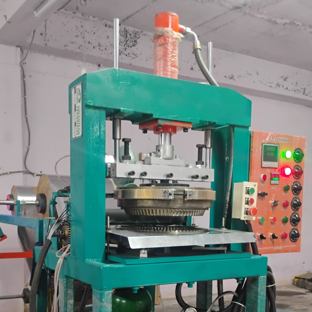 Paper Thali Machine - Die Size 4" - 18", Production 2000-3000 Pcs/hr, Raw Material 80 Gsm To 450 Gsm | One Year Warranty On Motor, Blower, And Programmable Timer