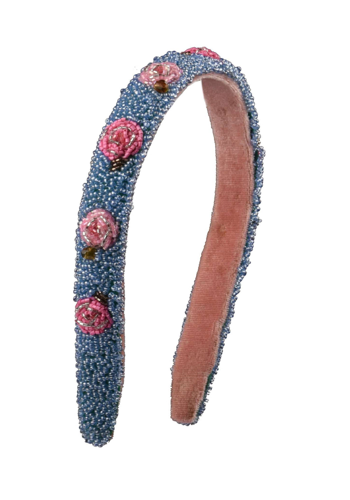 Handmade Beaded Rose Headband - Color: Multicolor