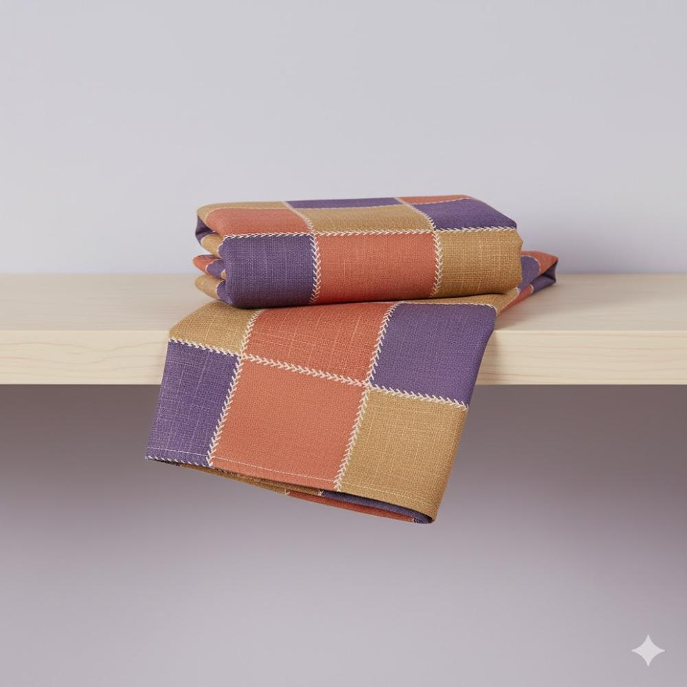 Designer Patch Style Multi-color Fabric - Color: Mustard