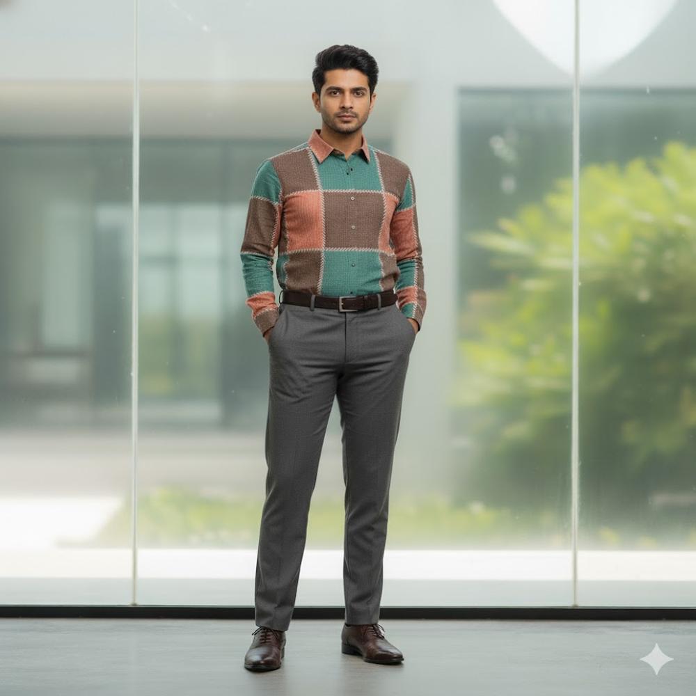 checked fabric for mens shirt