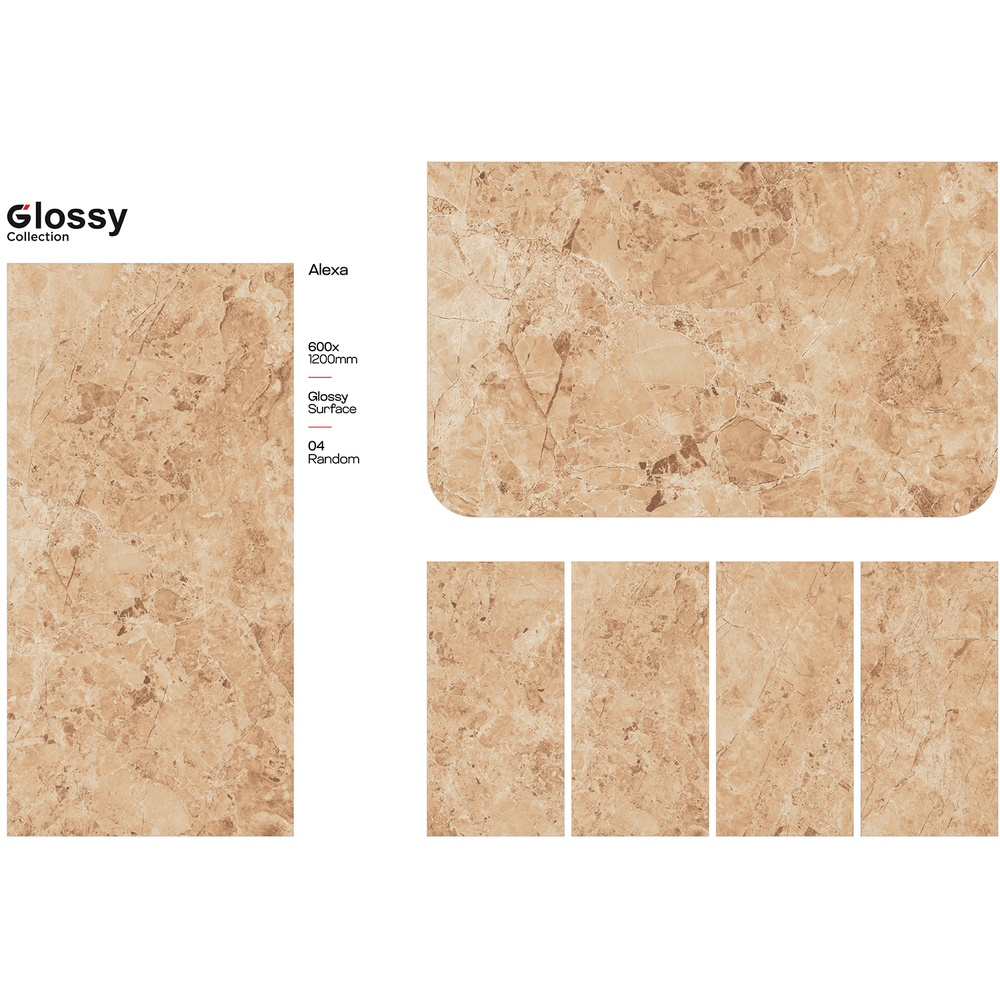 600X1200Mm Alexa Glossy Collection Digital Vitrified Tiles - Feature: Acid-Resistant