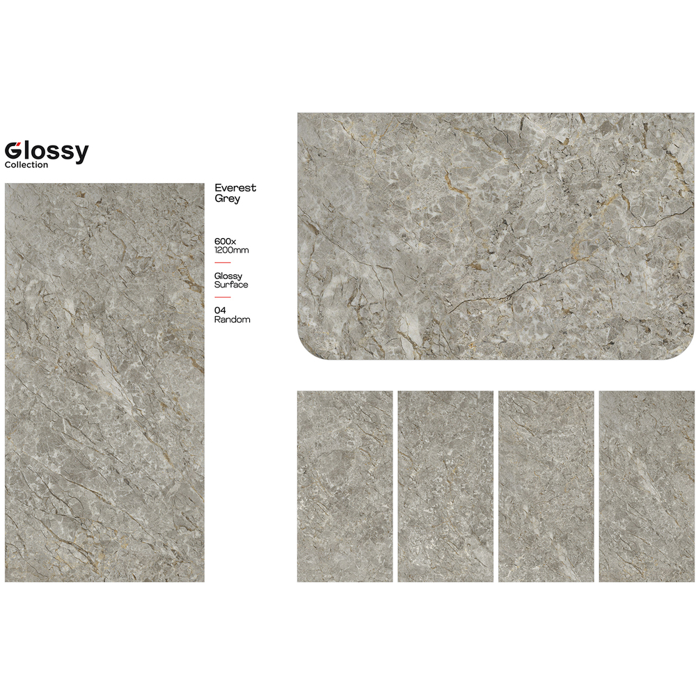 600X1200Mm Everest Grey Digital Vitrified Tiles - Feature: Acid-Resistant